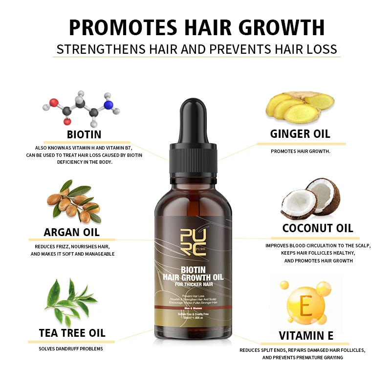 PURC البيوتين زيت الشعر منتجات - مراجعة Hair Care Essence Oil وسعره